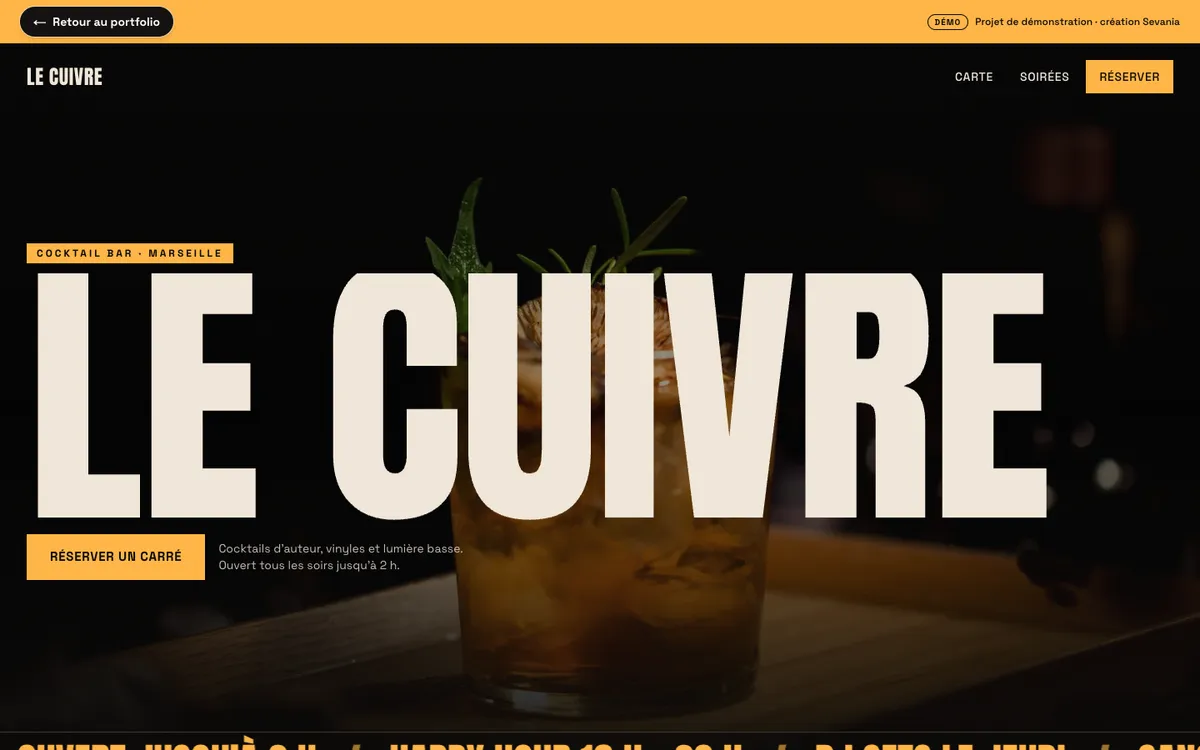 Capture d'écran du site Le Cuivre sur ordinateur