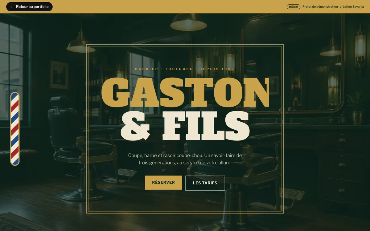 Capture d'écran du site Gaston & Fils sur ordinateur