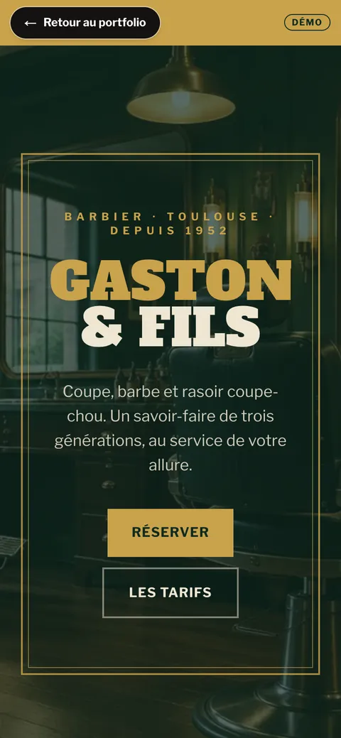 Capture d'écran du site Gaston & Fils sur mobile